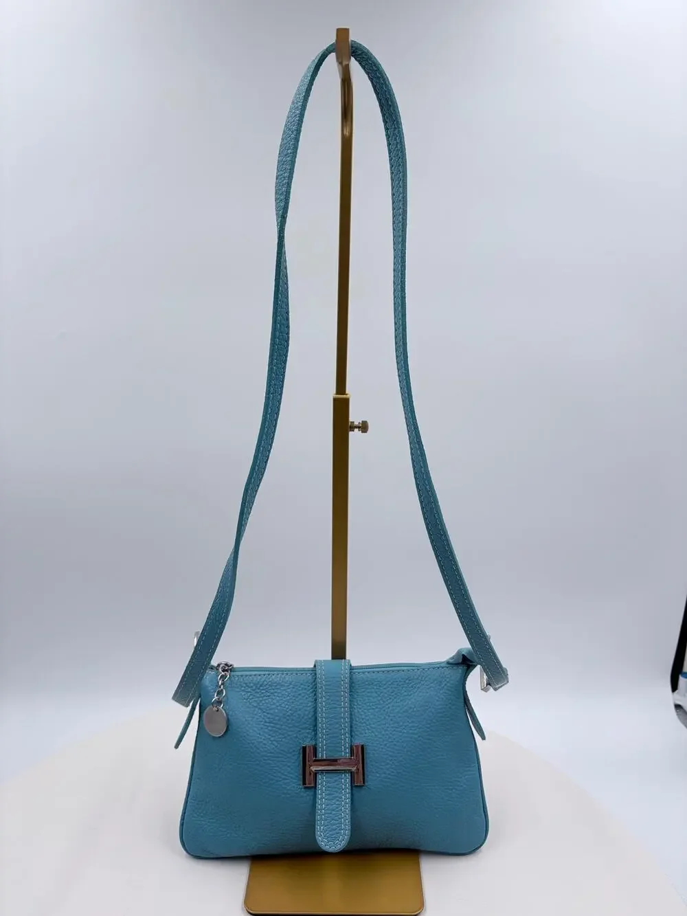 Vera Pelle Italian Baby Blue Crossbody purse